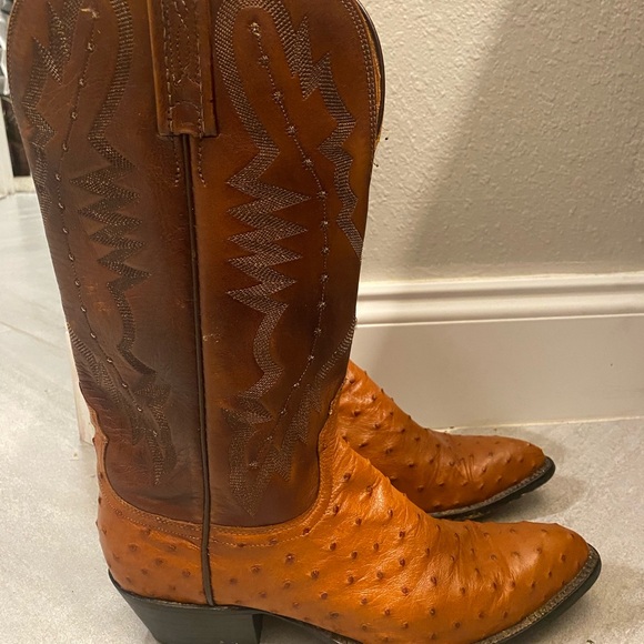 Lucchese 1883 Cognac Brown Full Quill Ostrich Leather Cowgirl Boot size 8.5 - Picture 3 of 9